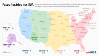 Fusos horários nos EUA – belo mapa e hora atual