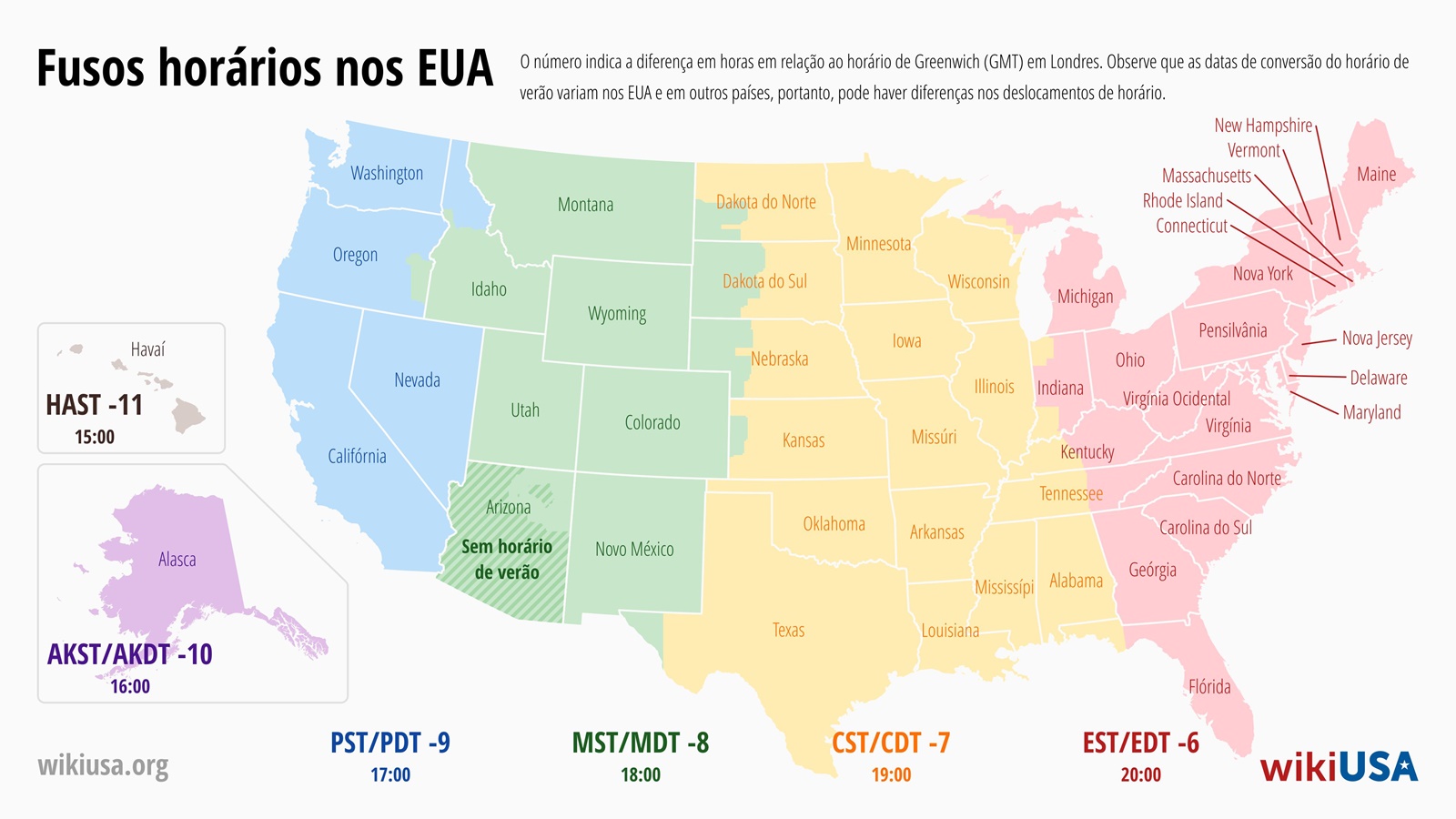 Fusos horários nos EUA – belo mapa e hora atual | © Petr Novák