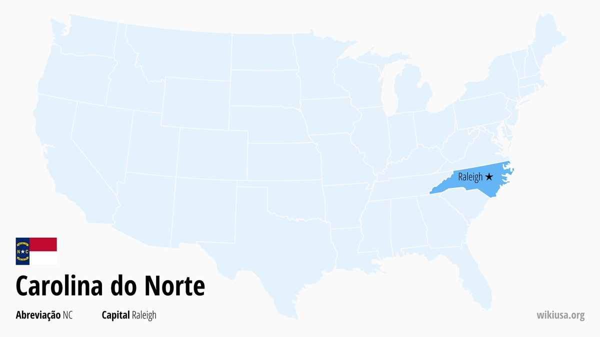 Mapa do estado Carolina do Norte | Onde fica Carolina do Norte? | Carolina do Norte (EUA) – fatos, o que fazer, temperaturas