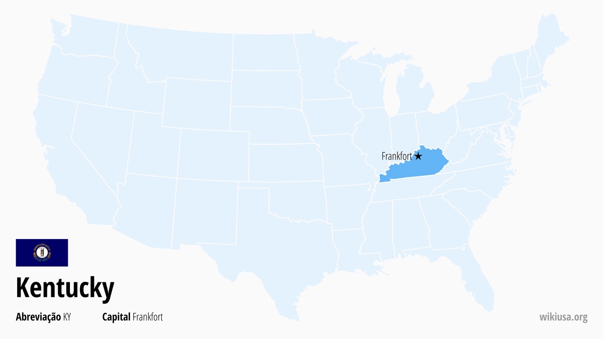 Mapa do estado Kentucky | Onde fica Kentucky? | Kentucky (EUA) – fatos, o que fazer, temperaturas