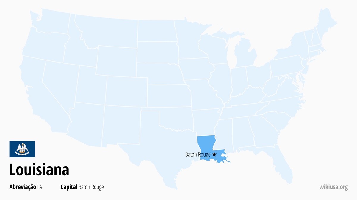 Mapa do estado Louisiana | Onde fica Louisiana? | Louisiana (EUA) – fatos, o que fazer, temperaturas