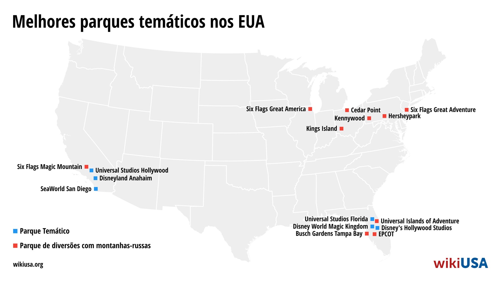 8 maiores parques temáticos dos EUA com montanhas-russas